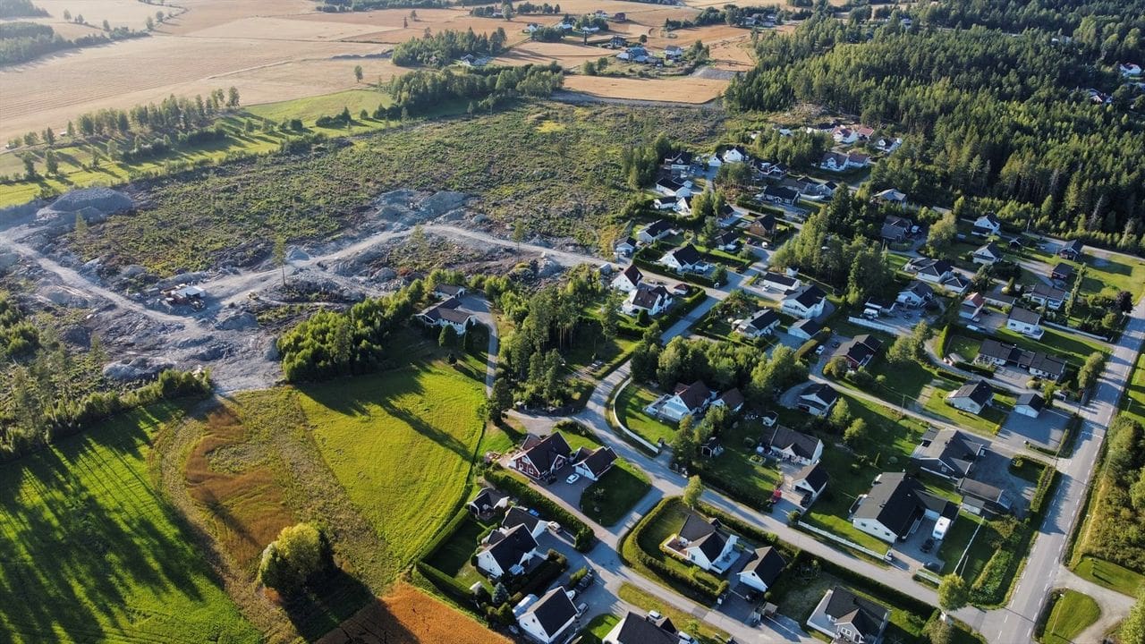 Oversiktsbilde tomteområde Ullern Solside